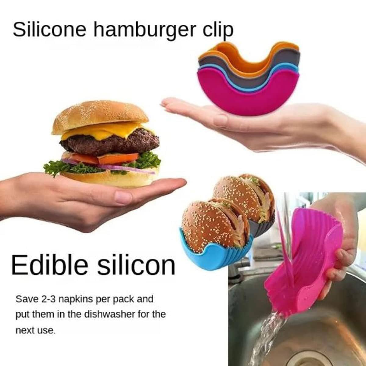 Reusable Silicone Hamburger Holder Sandwich Rack, Pack of 4 - view 4