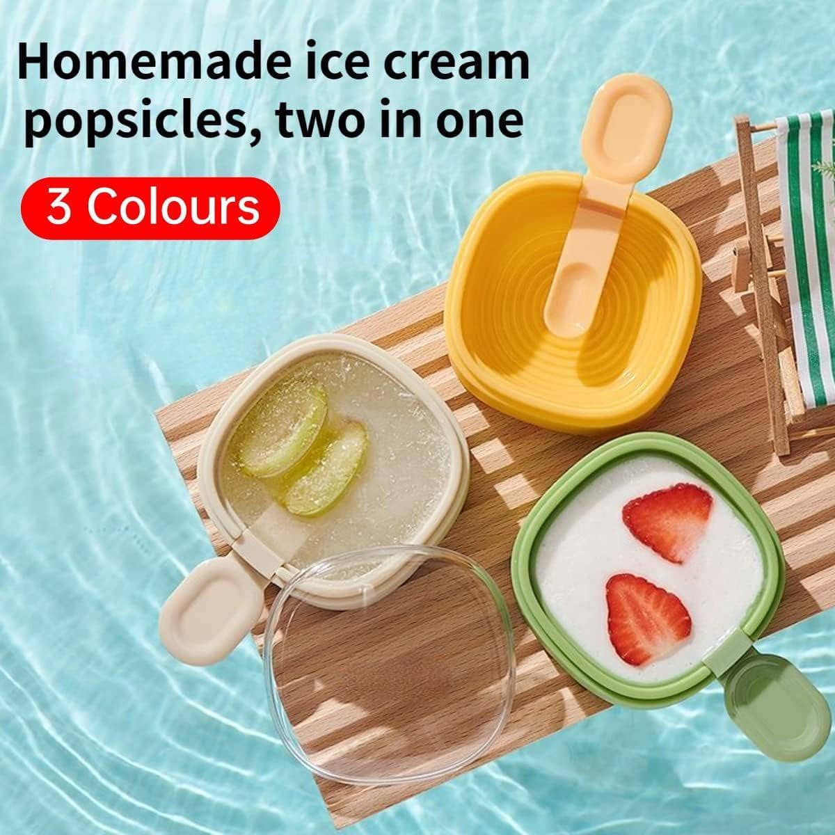 Reusable Silicone Ice Cream and Popsicle Mould - Yellow - view 2