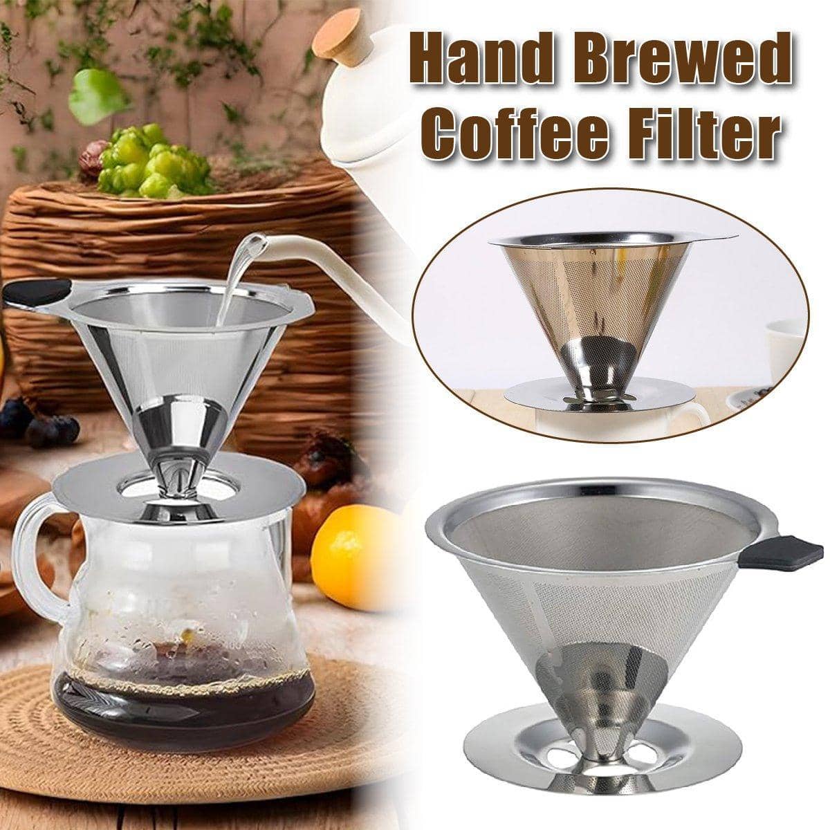 Reusable Stainless Steel Coffee Filter, Double Layer 600 Mesh
