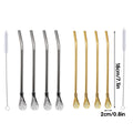 Reusable Stainless Steel Straw Spoon Set of 5 with Filter and Brush - Gold - view 4