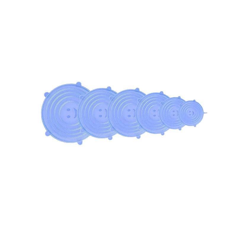 Reusable Stretch Silicone Food Covers, Set of 6 - Blue