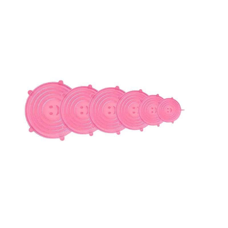 Reusable Stretch Silicone Food Covers, Set of 6 - Pink
