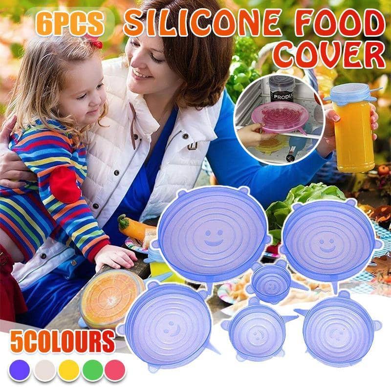 Reusable Stretch Silicone Food Covers, Set of 6 - Pink - view 2