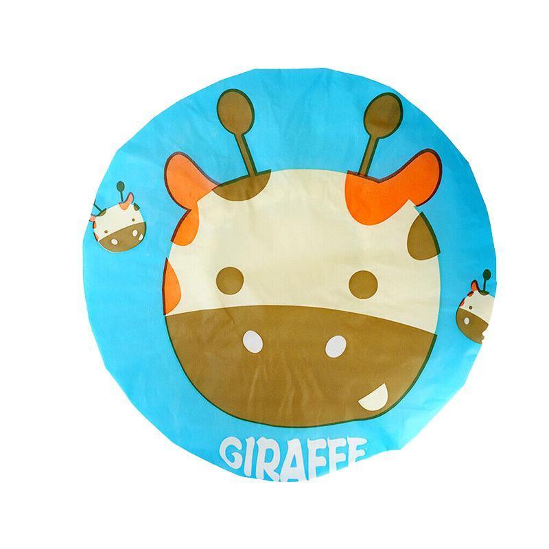 Reusable Waterproof Shower Cap for Women and Girls, 26 cm - Giraffe Design