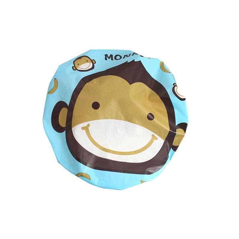 Reusable Waterproof Shower Cap for Women and Girls, 26 cm - Monkey Design