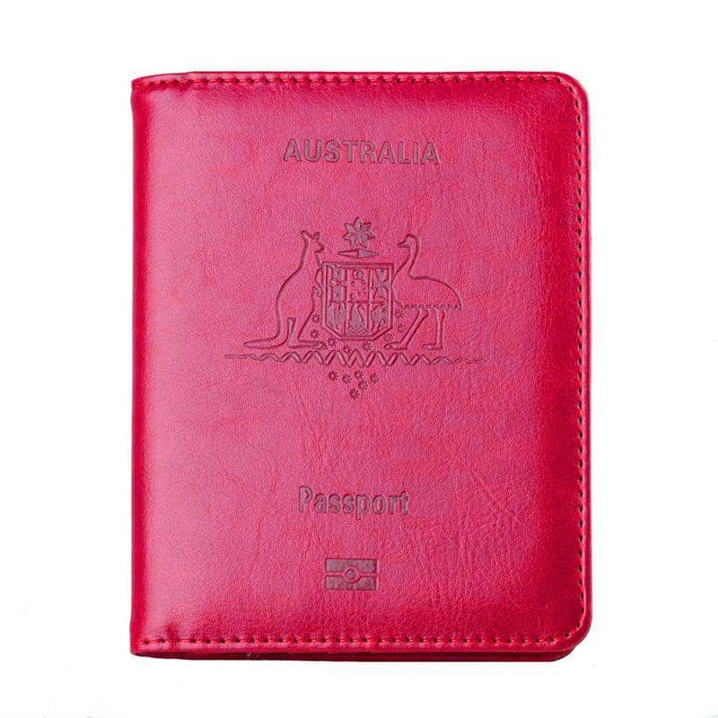 RFID Blocking Faux Leather Passport Holder Travel Wallet - Deep Pink