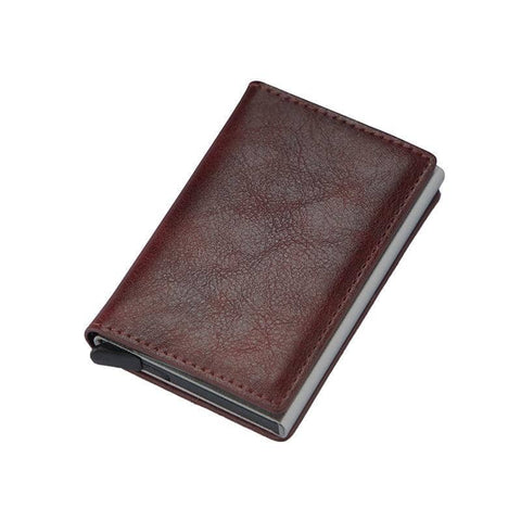 RFID Blocking Pop-Up Card Holder Wallet for Men - Burgundy