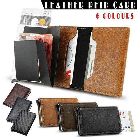 RFID Blocking Pop-Up Card Holder Wallet for Men - Burgundy - view 2
