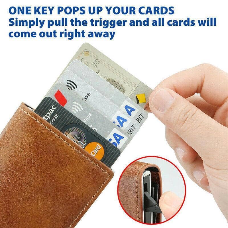 RFID Blocking Pop-Up Card Holder Wallet for Men - Navy Blue - view 5