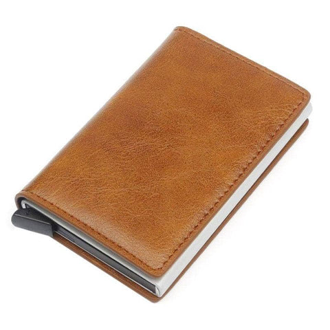 RFID Blocking Pop-Up Card Holder Wallet for Men - Tan