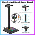 RGB Headphone Stand with USB Hub Type C and USB 3.0 for Gaming Desk