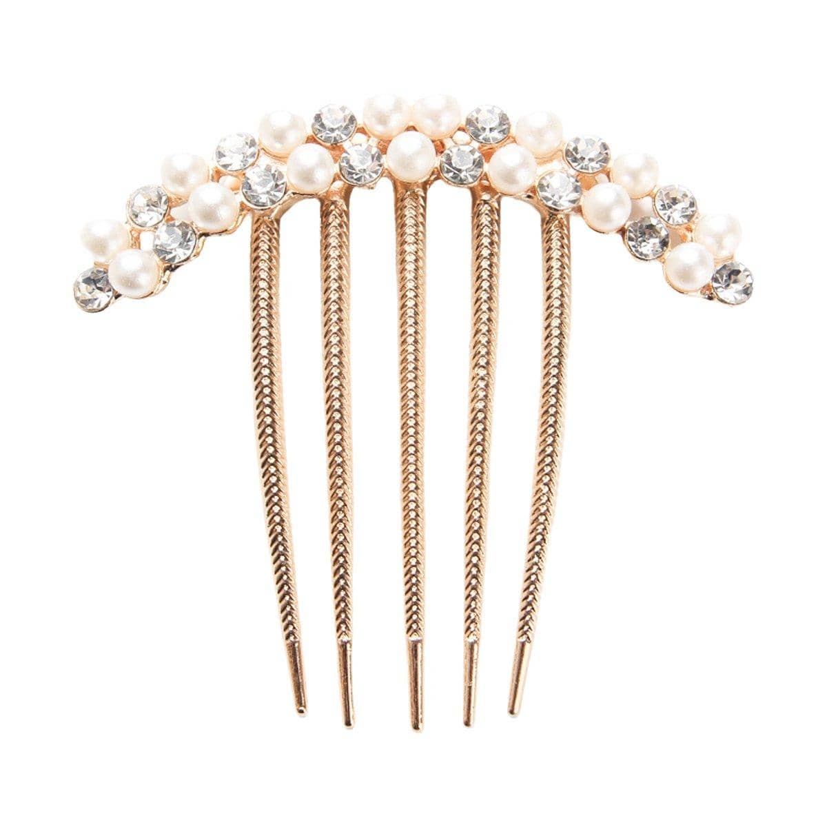 Rhinestone and Pearl Hair Comb Disc-Style Alloy Headwear - view 2
