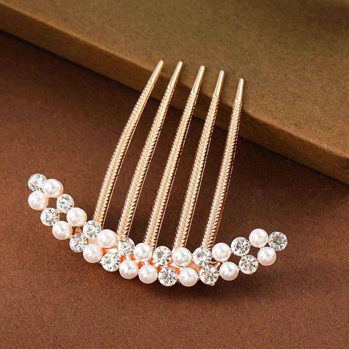 Rhinestone and Pearl Hair Comb Disc-Style Alloy Headwear - view 4
