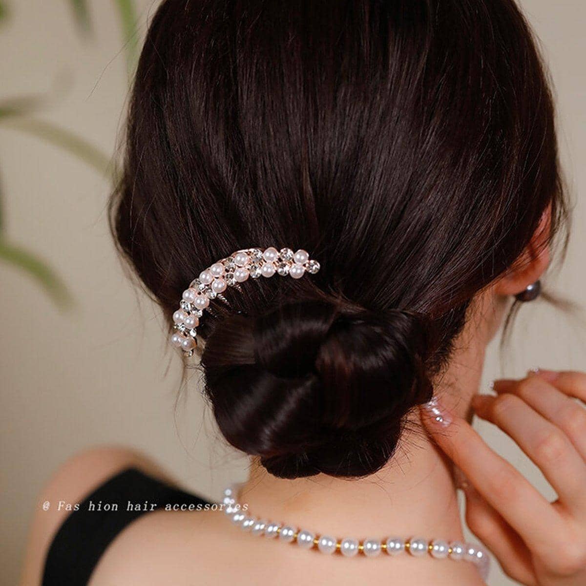 Rhinestone and Pearl Hair Comb Disc-Style Alloy Headwear - view 5