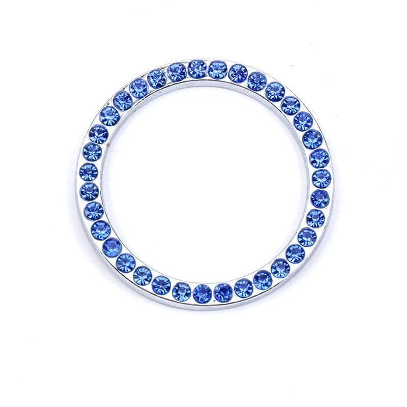 Rhinestone Car Start Button Decorative Ring - Blue