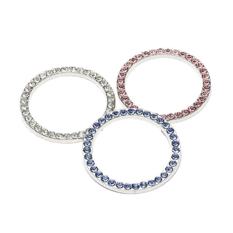 Rhinestone Car Start Button Decorative Ring - Blue - view 3