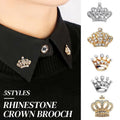 Rhinestone Crown Brooch Pin - Gold Arched Crown - view 2