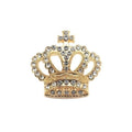 Rhinestone Crown Brooch Pin - Gold Crown with Cross Top
