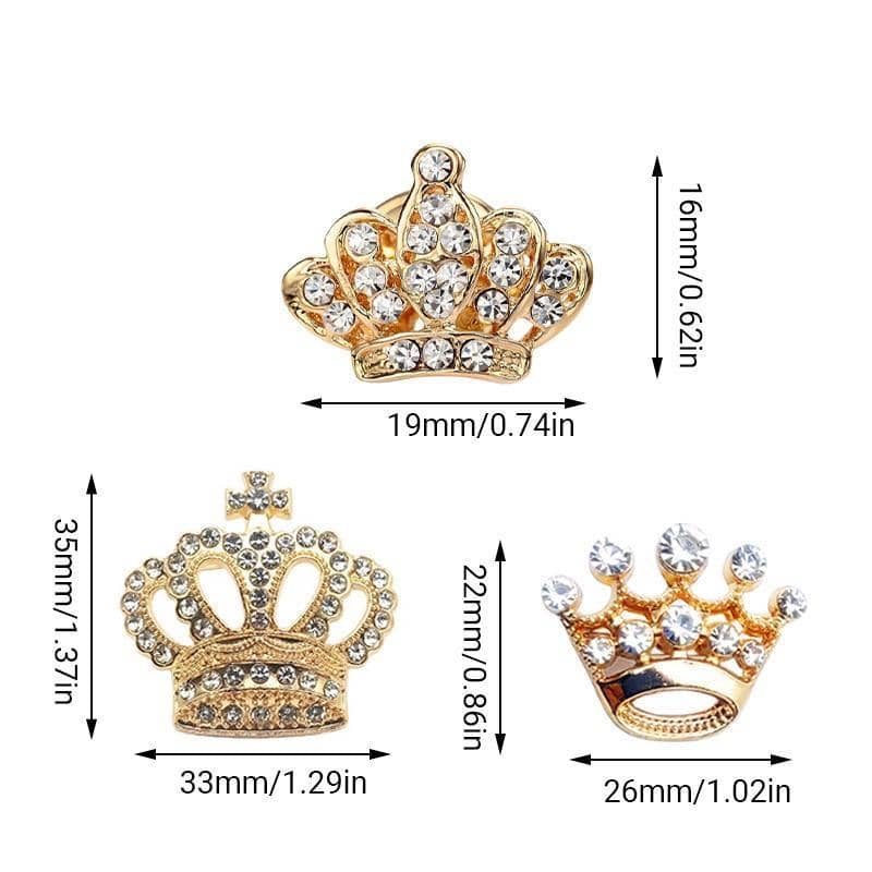 Rhinestone Crown Brooch Pin - Gold Crown with Cross Top - view 4