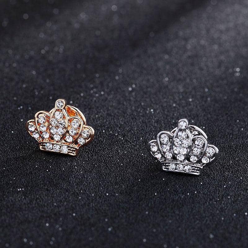 Rhinestone Crown Brooch Pin - Silver Five-Point Crown - view 5