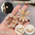 Rhinestone Crystal Hair Clip, Barrette Slide - Heart with Flowers and Pearl Beads - view 2
