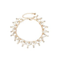 Rhinestone Fringe Anklet Chain for Women - Gold