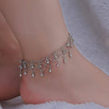Rhinestone Fringe Anklet Chain for Women - Gold - view 5