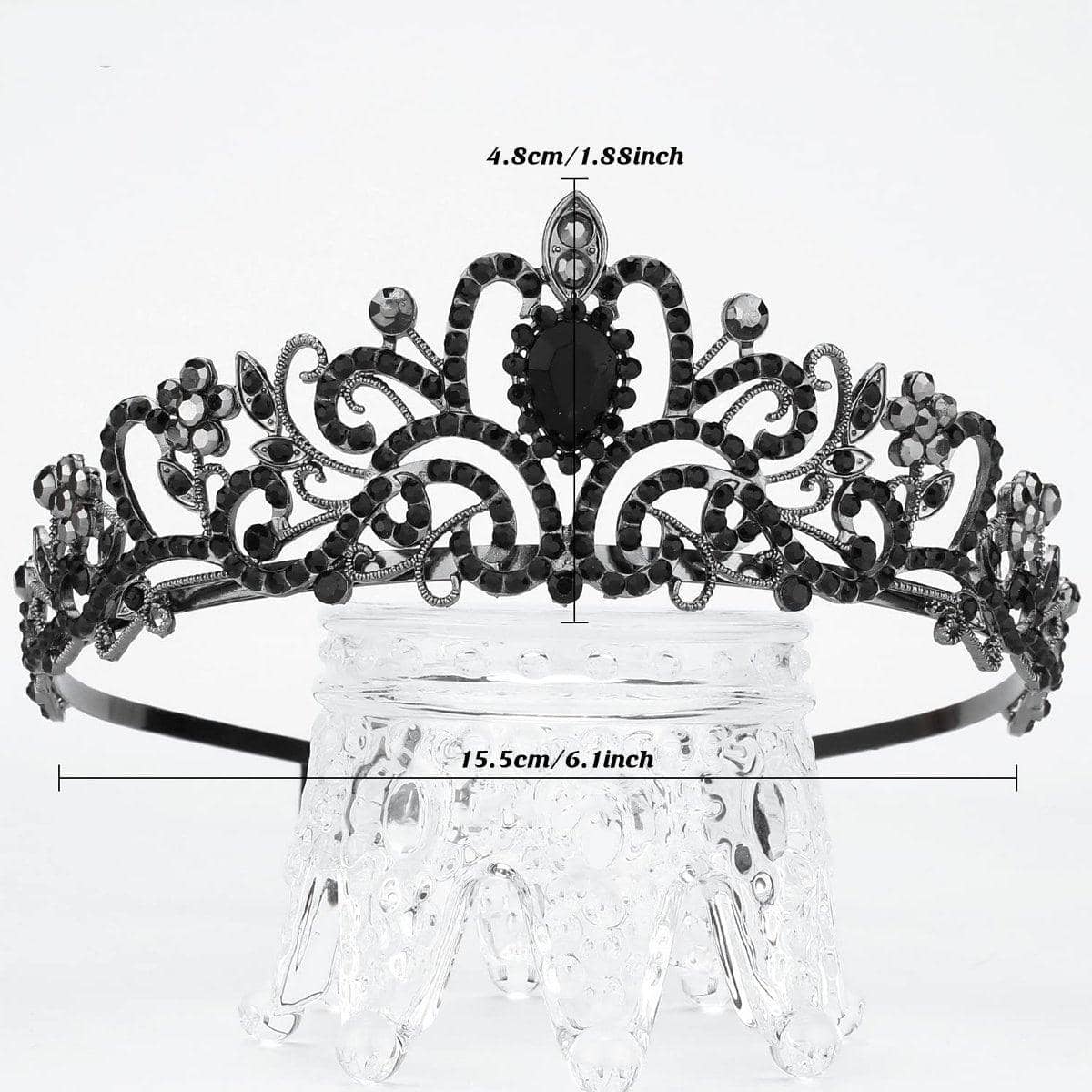 Rhinestone Princess Crown Headband with Side Combs - Gold and White - view 4
