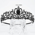 Rhinestone Princess Crown Headband with Side Combs - Silver and Black - view 4