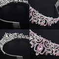 Rhinestone Princess Crown Headband with Side Combs - Silver and Black - view 5