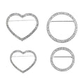 Rhinestone Round Brooch Pin - Large (4.3cm Diameter), Silver Tone - view 3