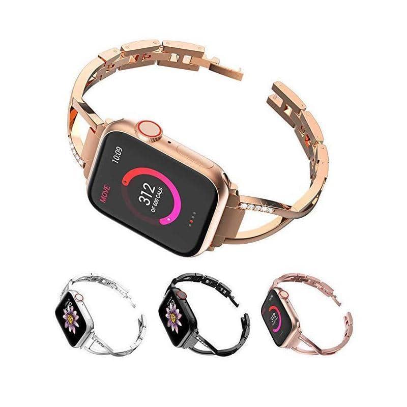 Rhinestone Stainless Steel Watch Band for Apple Watch - Gold - view 4