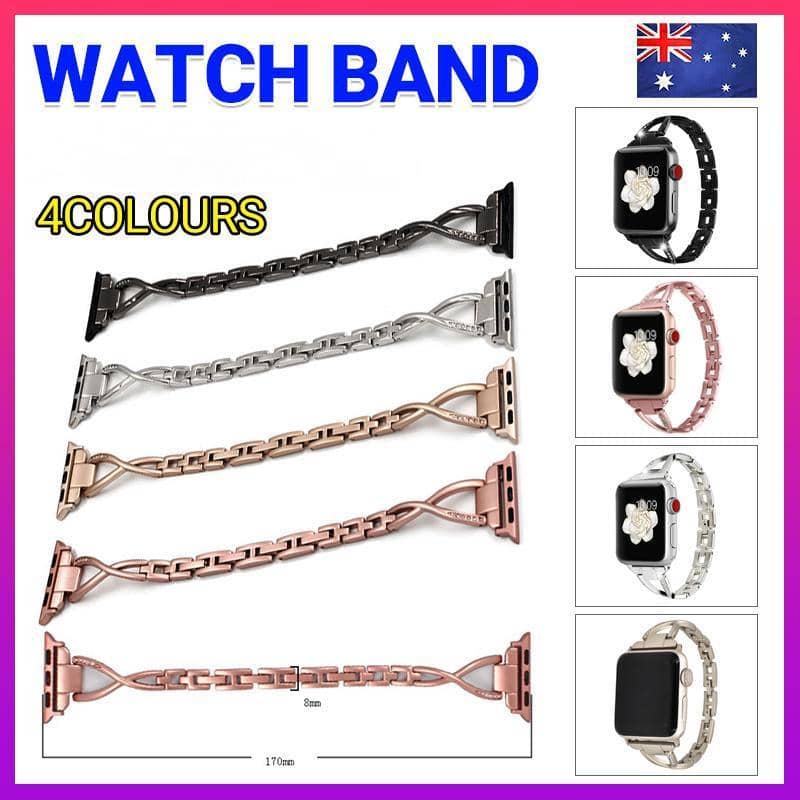 Rhinestone Stainless Steel Watch Band for Apple Watch - Rose Pink - view 2