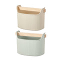 Ribbed Desktop Storage Box Set of 2 with Solid Wood Handle in Cream and Mint Green - view 2