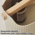Ribbed Desktop Storage Box Set of 2 with Solid Wood Handle in Cream and Mint Green - view 4