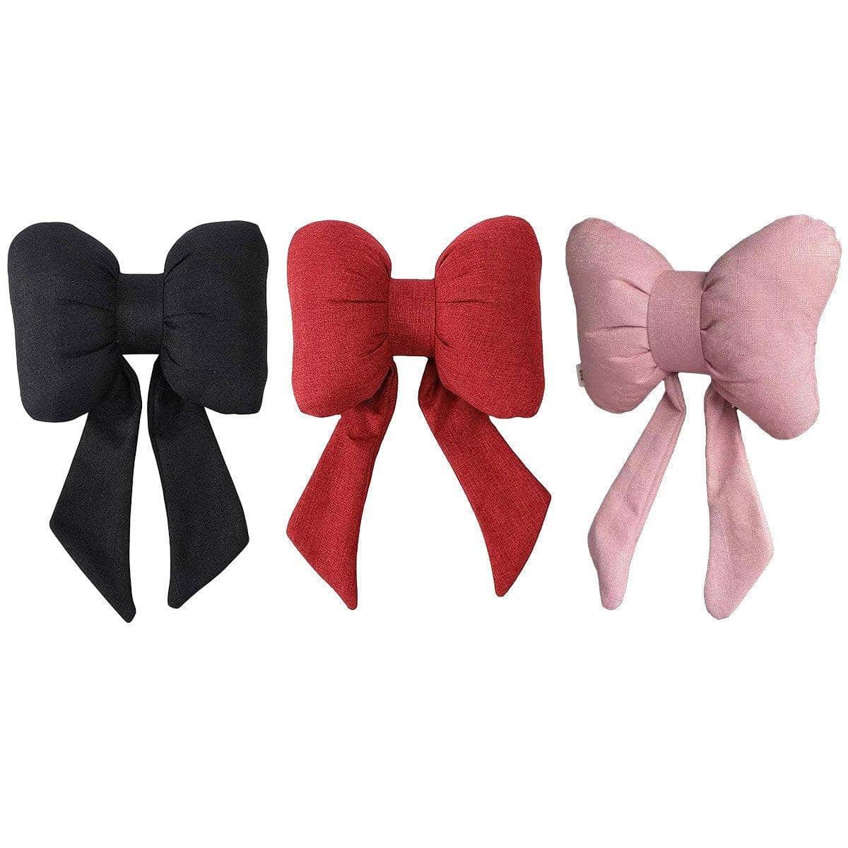 Ribbon Bow Car Neck Pillow Headrest Cushion - Black - view 3