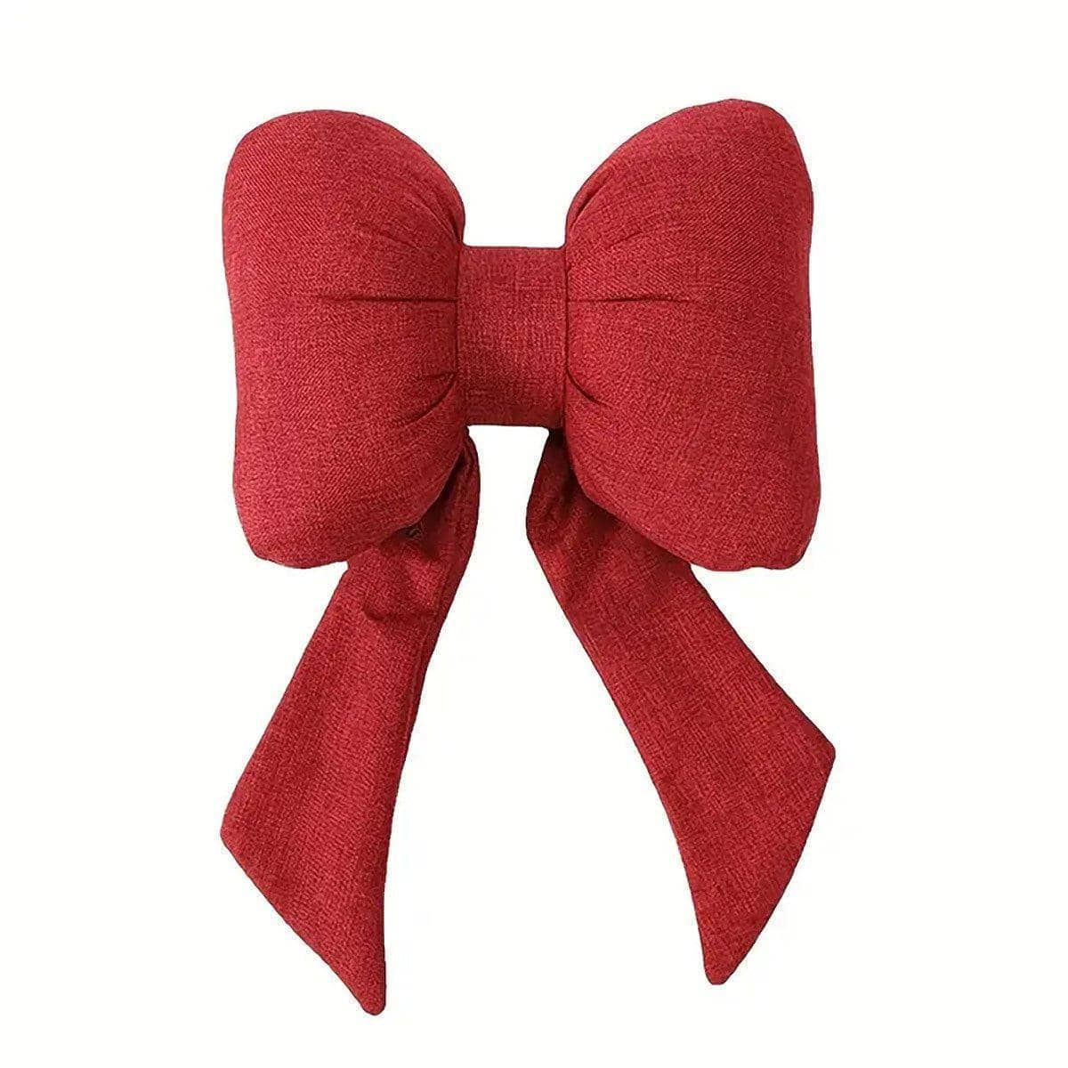 Ribbon Bow Car Neck Pillow Headrest Cushion - Red