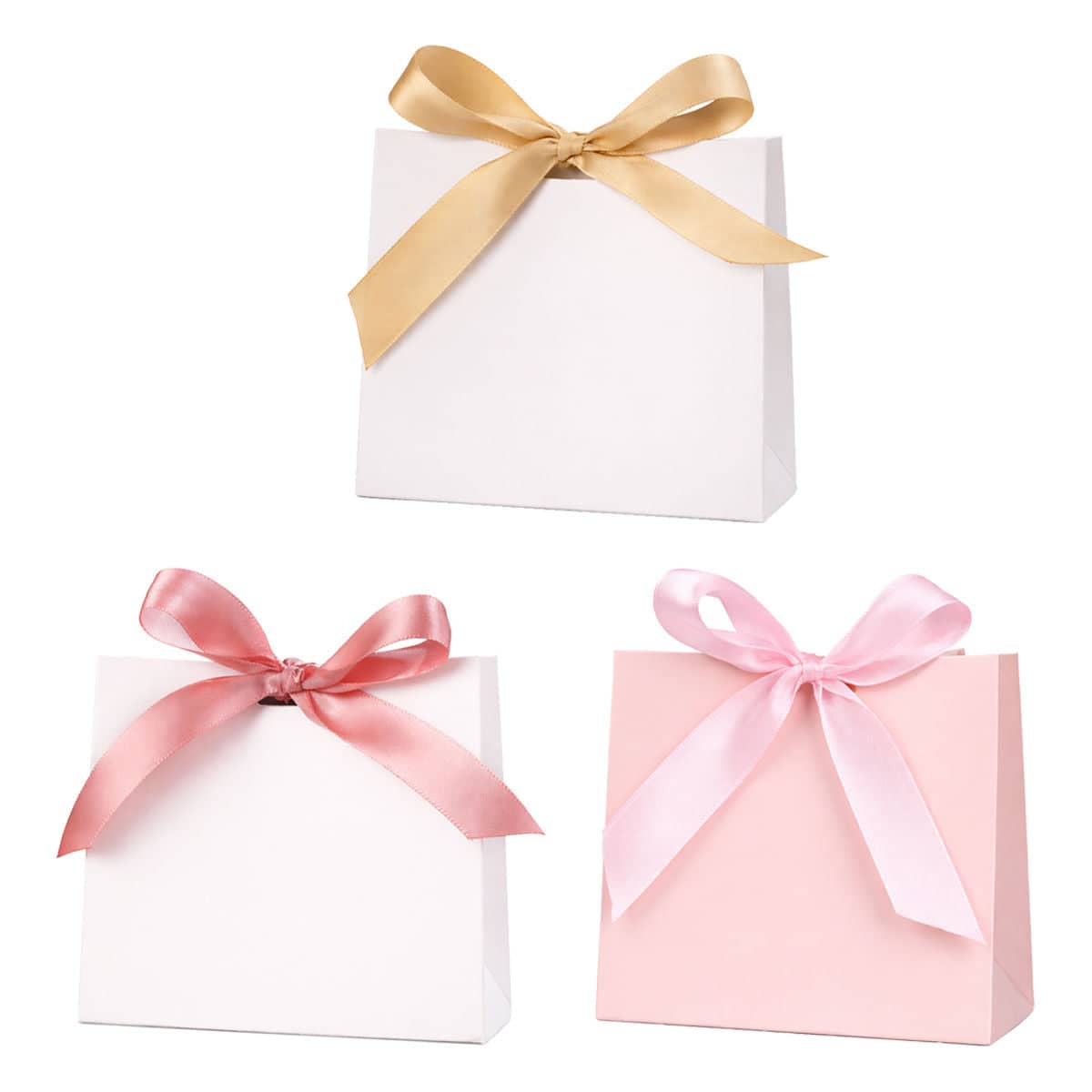 Ribbon Candy Favour Boxes - White with Gold Ribbon, Pack of 40 - view 3