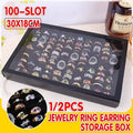 Ring Display Storage Box, 100 Slot - Black, Single (30 x 18 x 4.5 cm) - view 2