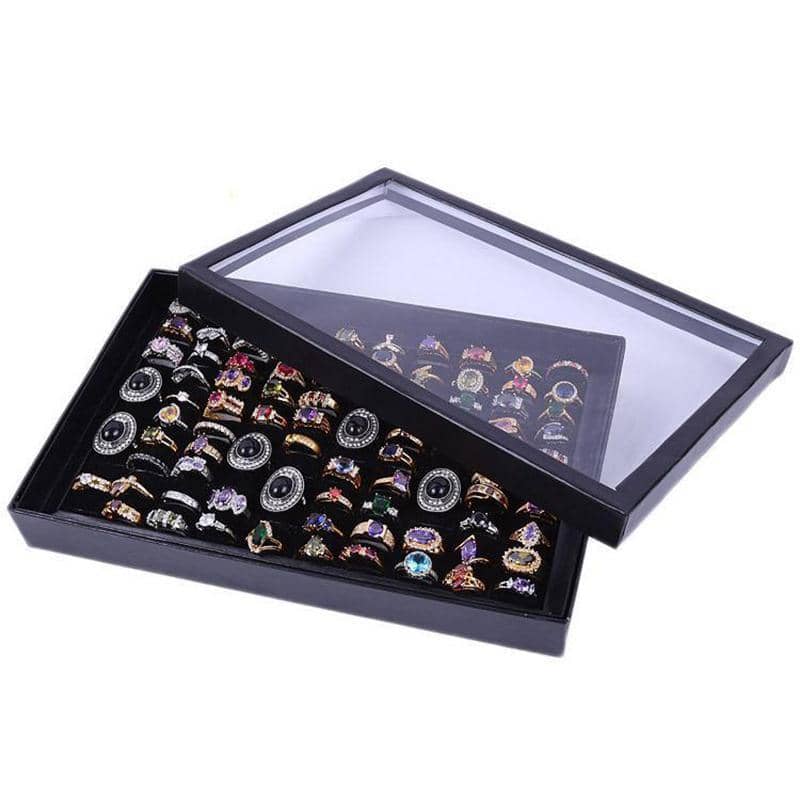 Ring Display Storage Box, 100 Slot - Black, Single (30 x 18 x 4.5 cm) - view 4