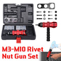 Rivet Nut Gun Set 10 Piece M3 to M10 Threaded Insert Tool Kit for Metal Sheet