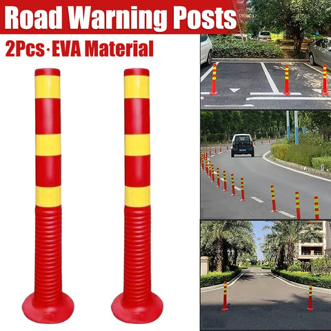 Road Warning Post Flexible Traffic Bollard Reflective Parking Driveway - Pack of 2