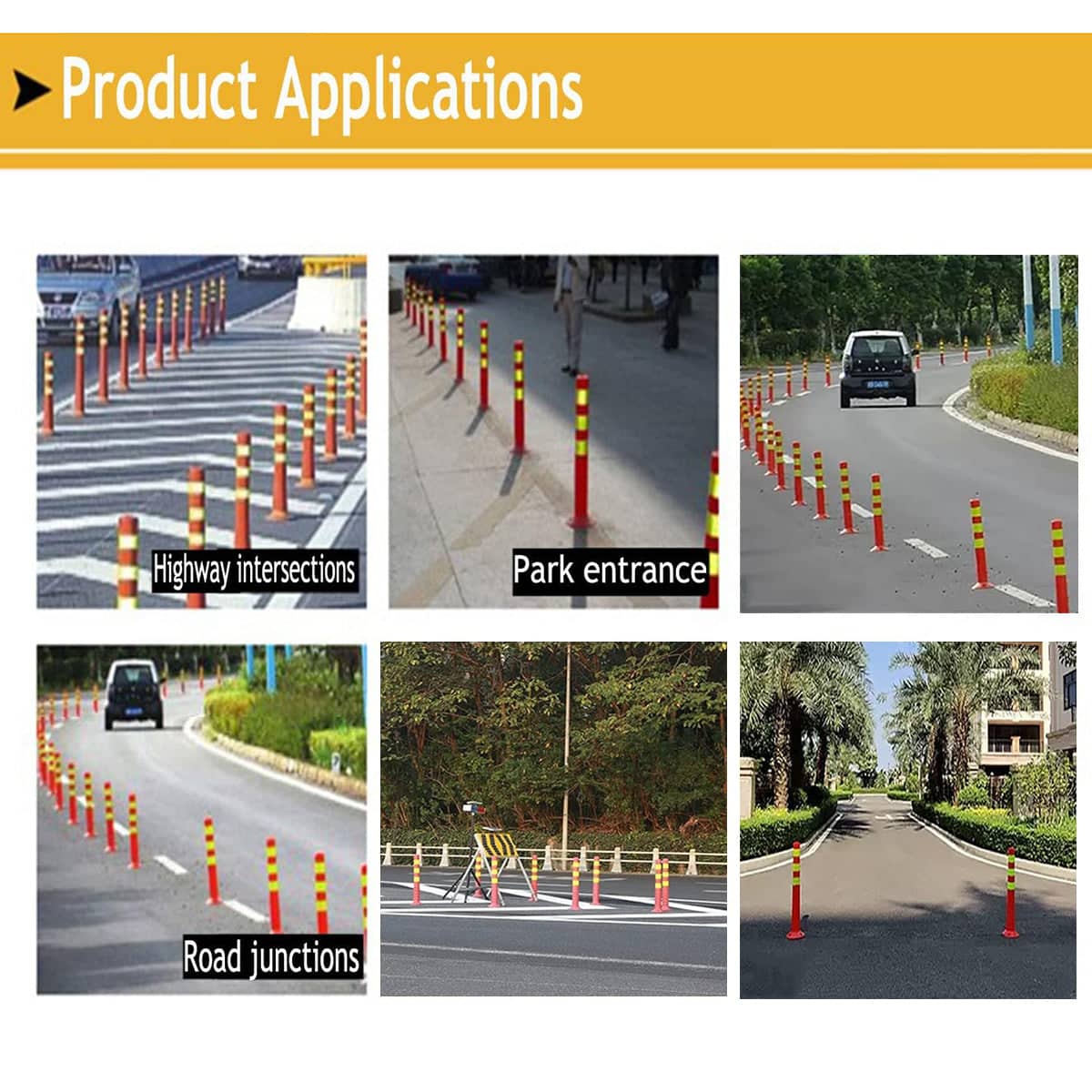 Road Warning Post Flexible Traffic Bollard Reflective Parking Driveway - Pack of 2 - view 4