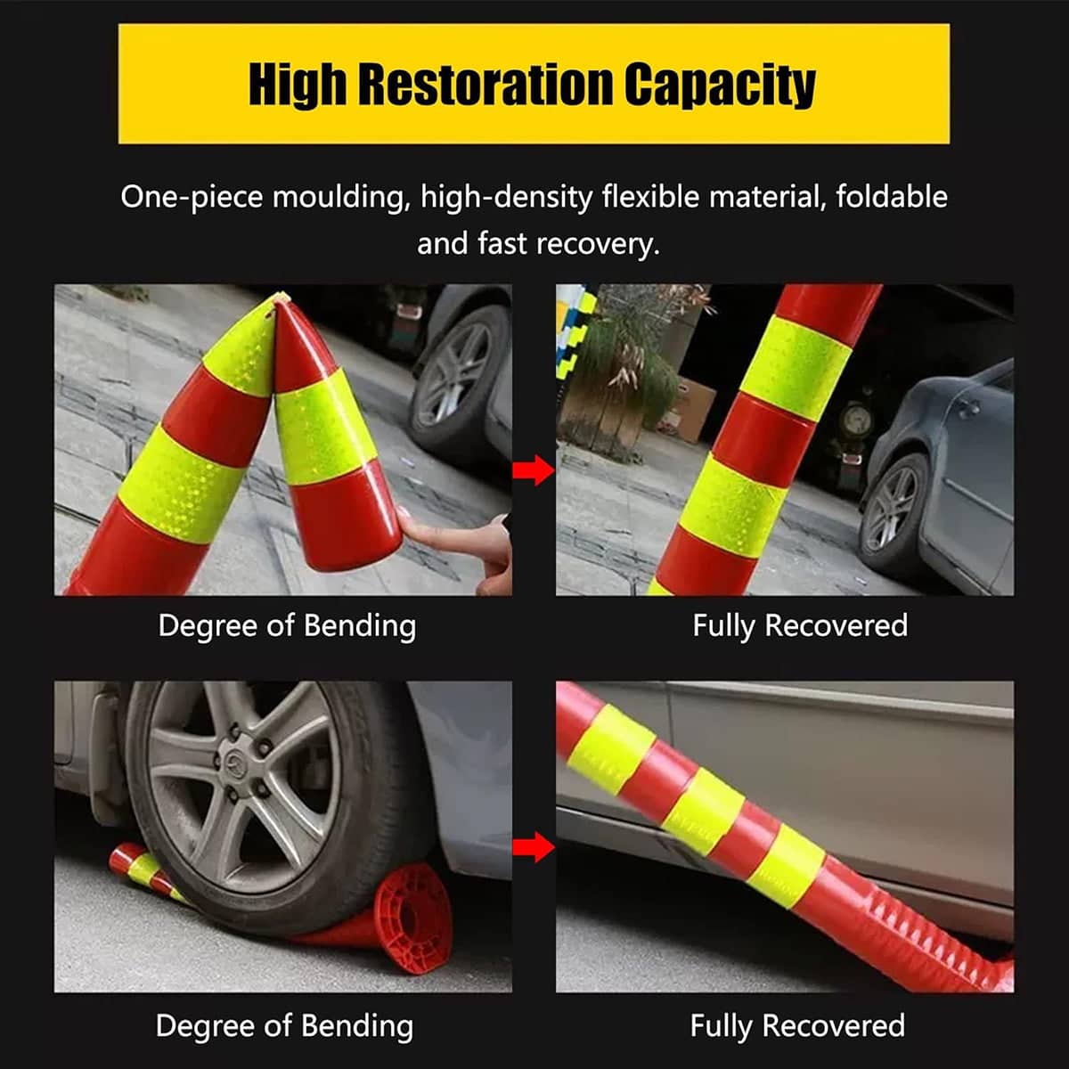 Road Warning Post Flexible Traffic Bollard Reflective Parking Driveway - Pack of 2 - view 5