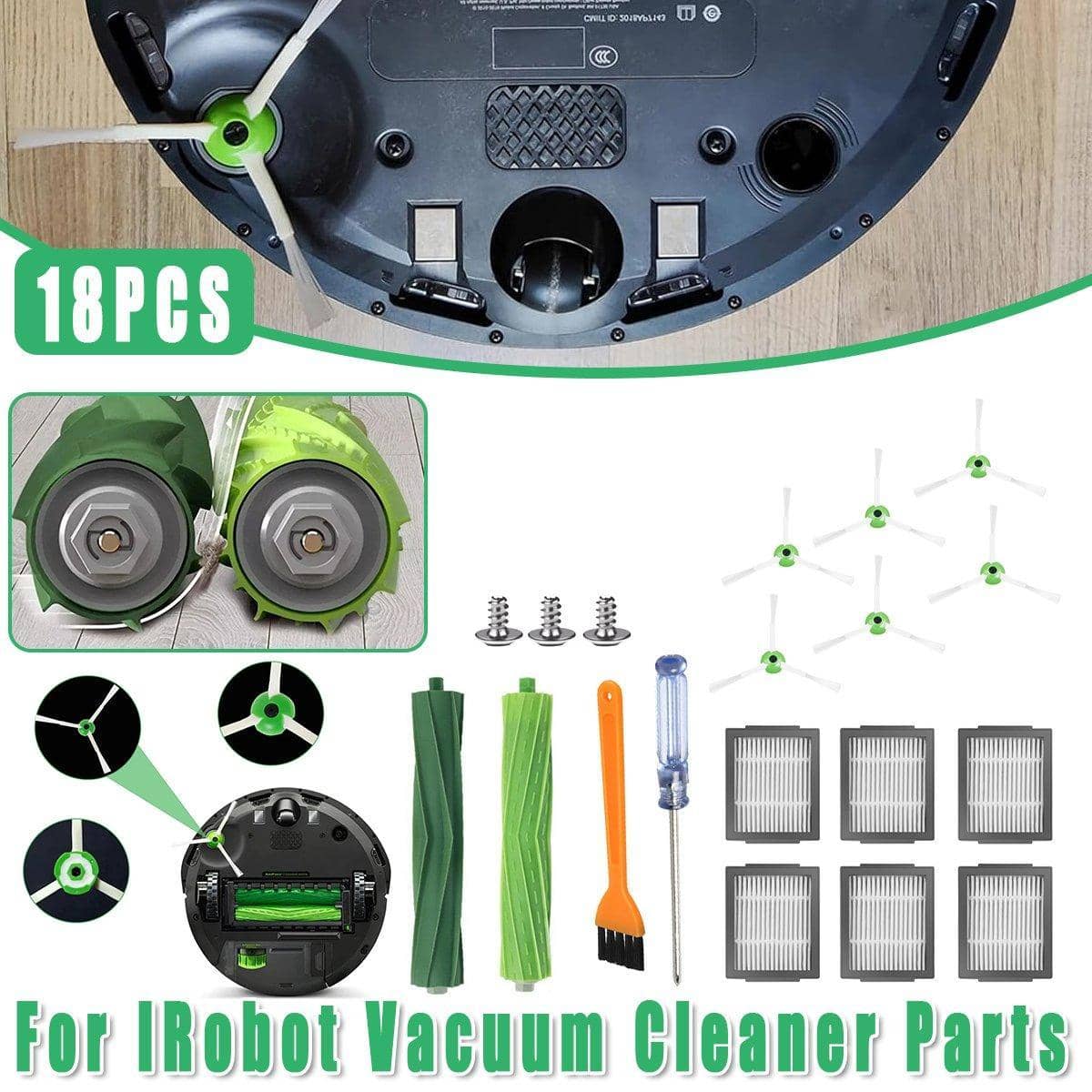 Robot Vacuum Replacement Parts Kit for iRobot, 18 Piece Set
