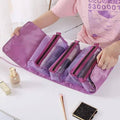 Roll-Up Travel Cosmetic Bag with 4 Detachable Pouches - Black - view 5