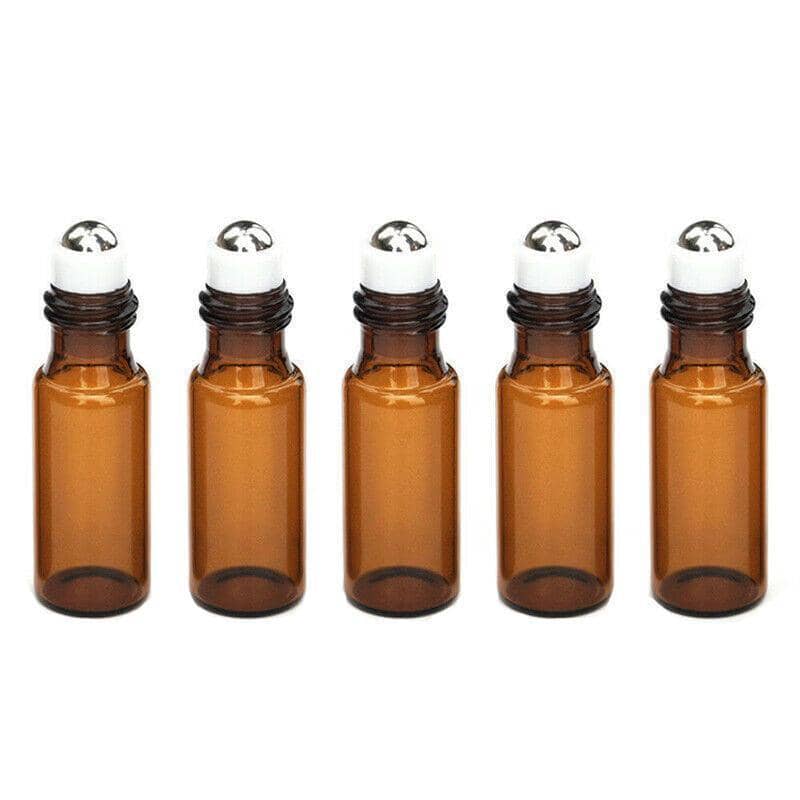Roller Bottles Amber Glass - Small (5ml), Pack of 10