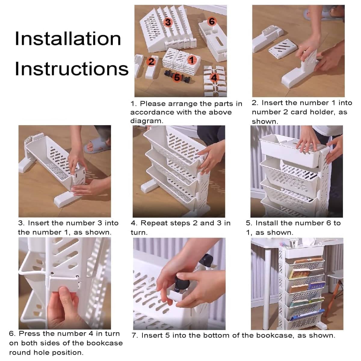 Rolling Bookshelf - 5 Tiers, 39 x 19 x 64.5 cm - view 5