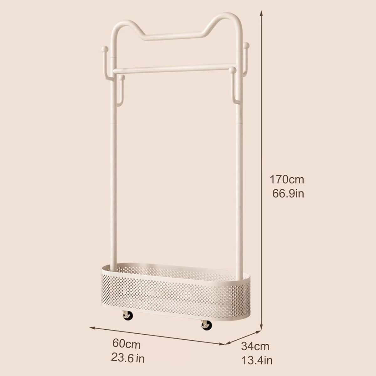 Rolling Clothes Rack with Wheels, White - view 3