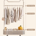 Rolling Clothes Rack with Wheels, White - view 4